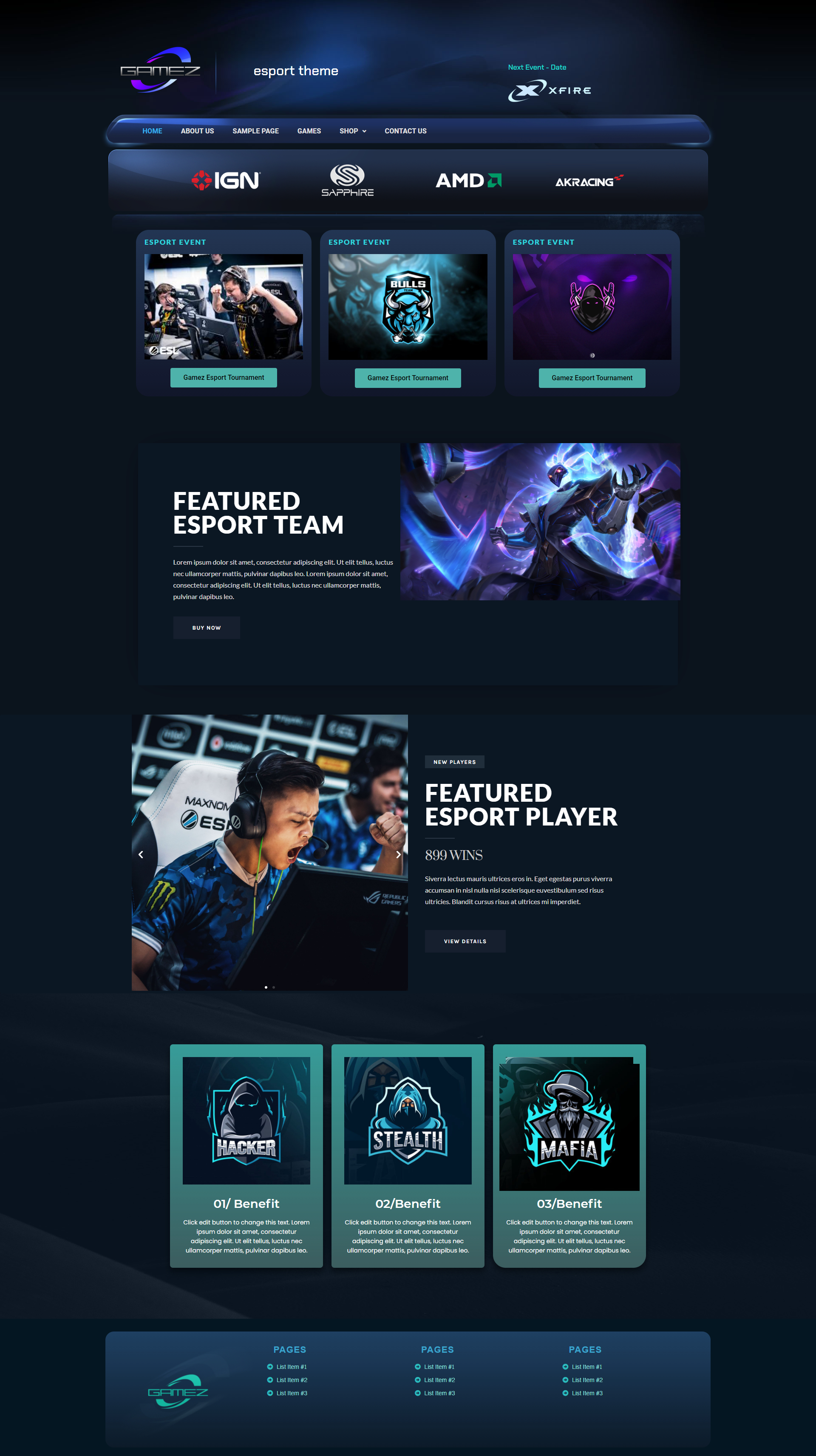 Best Website Gaming Template for eSports Organizations - Zemez